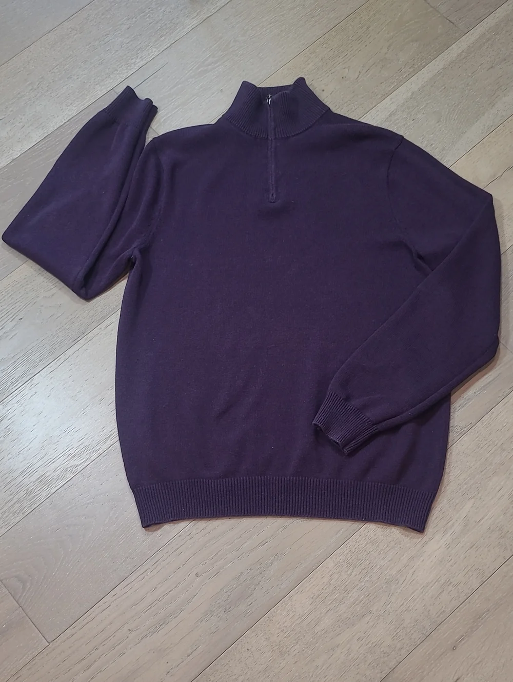 J. Crew Sweater Men's sz XLT Purple 1/4 Zip Cotton Blend Knit Sweater